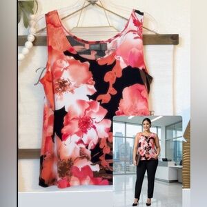 Additions by Chico's Career Sleeveless Stretch Tank Top Size 2 Floral Watercolor
